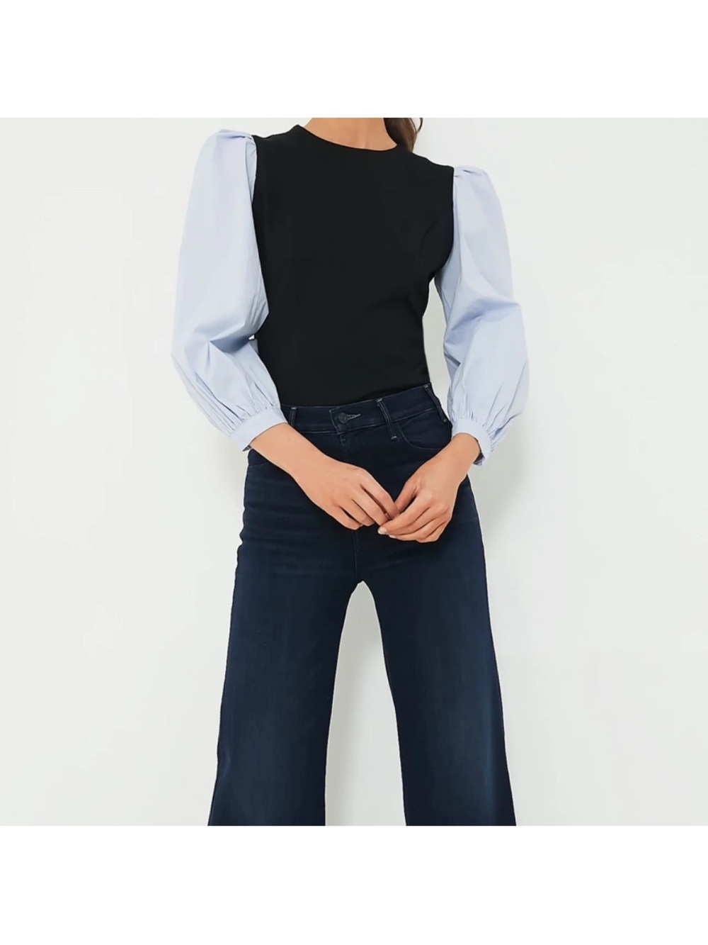 Tuckernuck Mixed Media Gracia Black and Blue Top SZ S